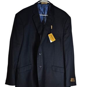 Adolfo NAVY Sport Coat Classic Single-Breasted Blazer- NWT